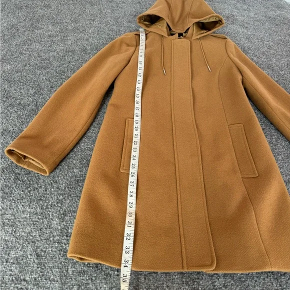Express Women’s Camel Hooded Soft Wool-Blend Coat Size Small - Picture 9 of 15